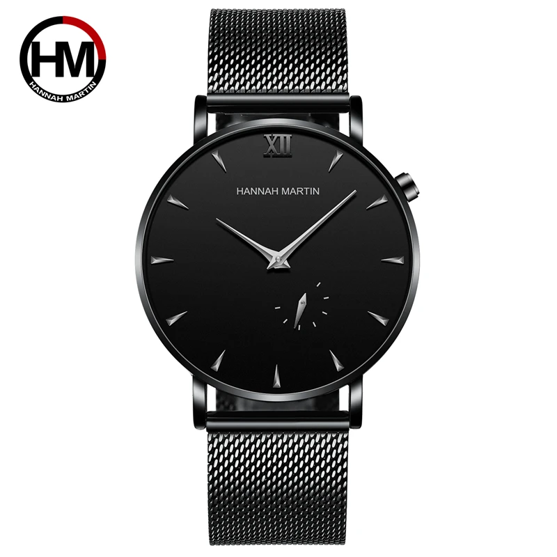 Hannah Martin Watch Factory New Design Custom Japan Quartz Stainless Steel Back Water Resistant waterproof Wrist Watch for Men