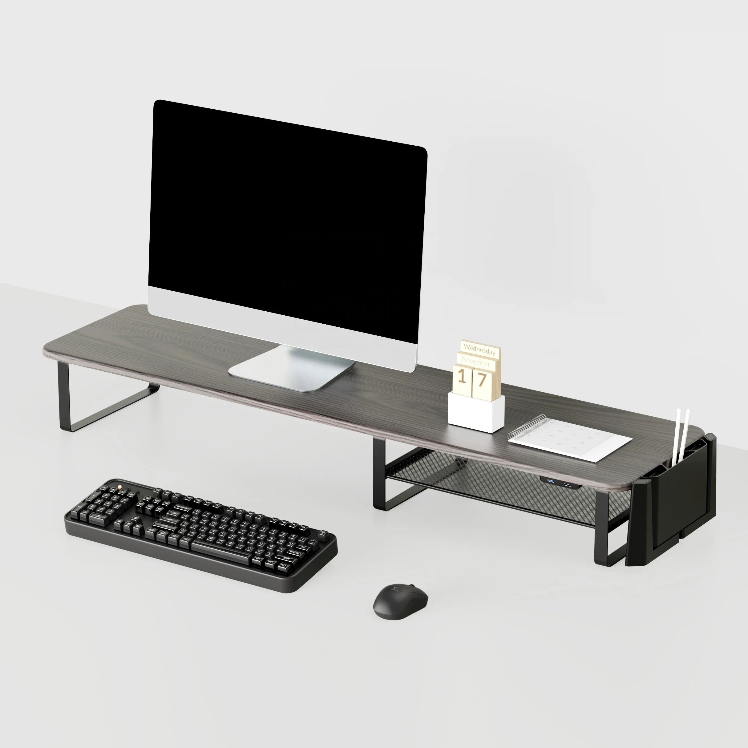 NEW Metal SHD-PRO-USB-C Wood Extended Dual Screen Desktop gaming monitor stand riser With vertical laptop stand