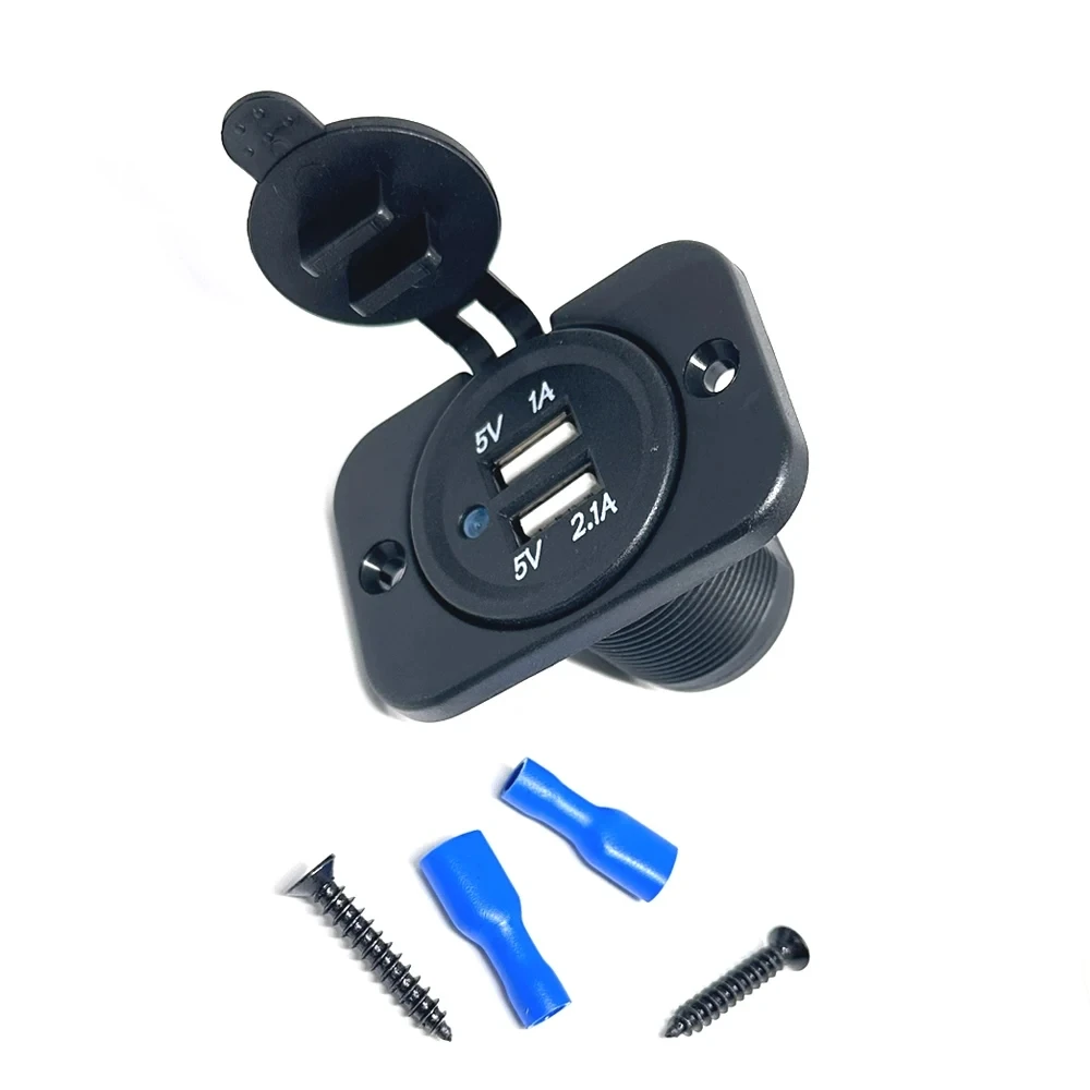 12-24V 3.1A Dual USB Charger Power Socket Adapter Charging Panel Mount for Motorbike Car Boat ATV UTV Camper Caravans