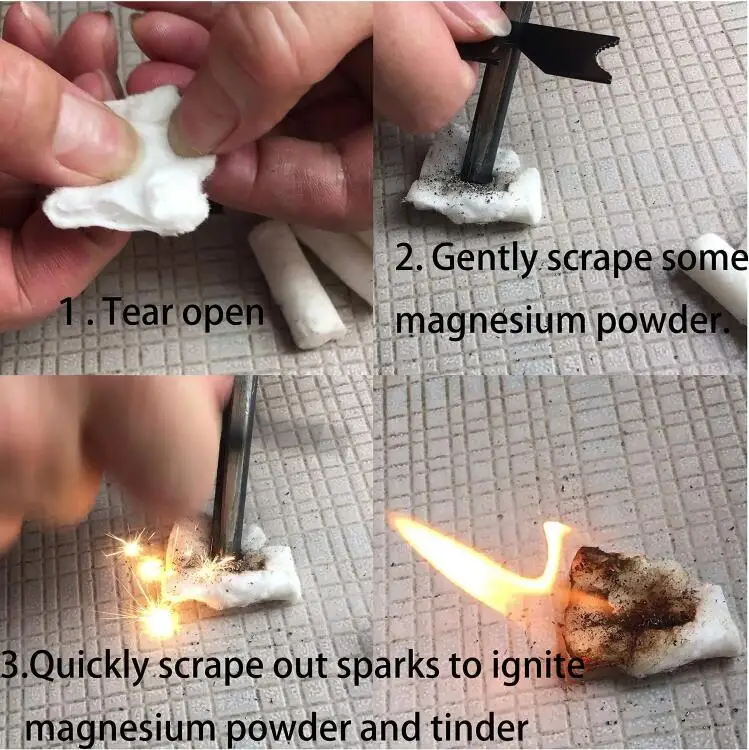 12PCS Tinder Set Bushcraft WAX Stick Camping Cotton Tinder Quick Fire Starter