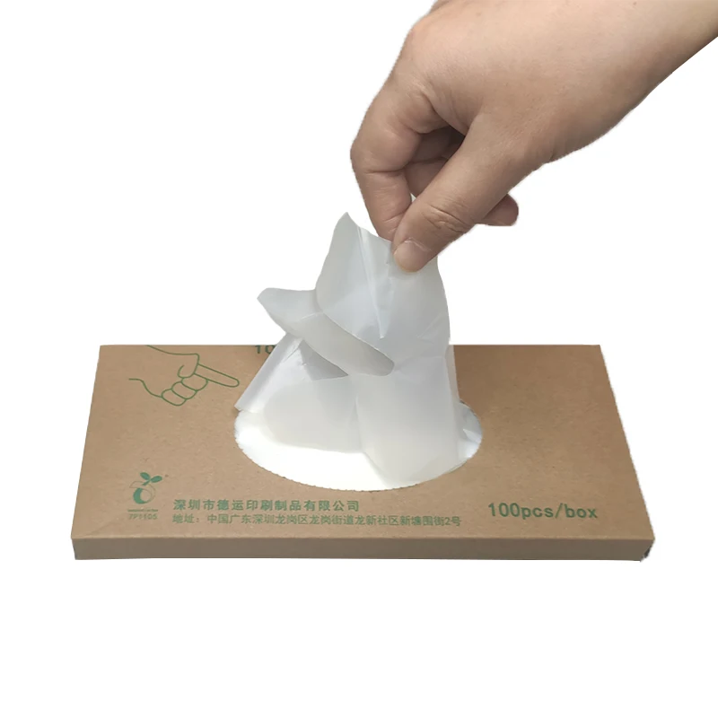 In Stock 100PCS/Bag biodegradable Plastic free Manufacturing cornstarch Disposable Gloves Made In China
