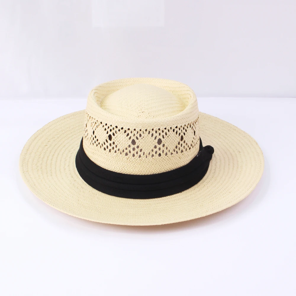High Quality Straw Cowboy Panama Hat Custom Logo Summer Beach Wide Brim Raffia Straw Western Hat Wholesale Strohhut