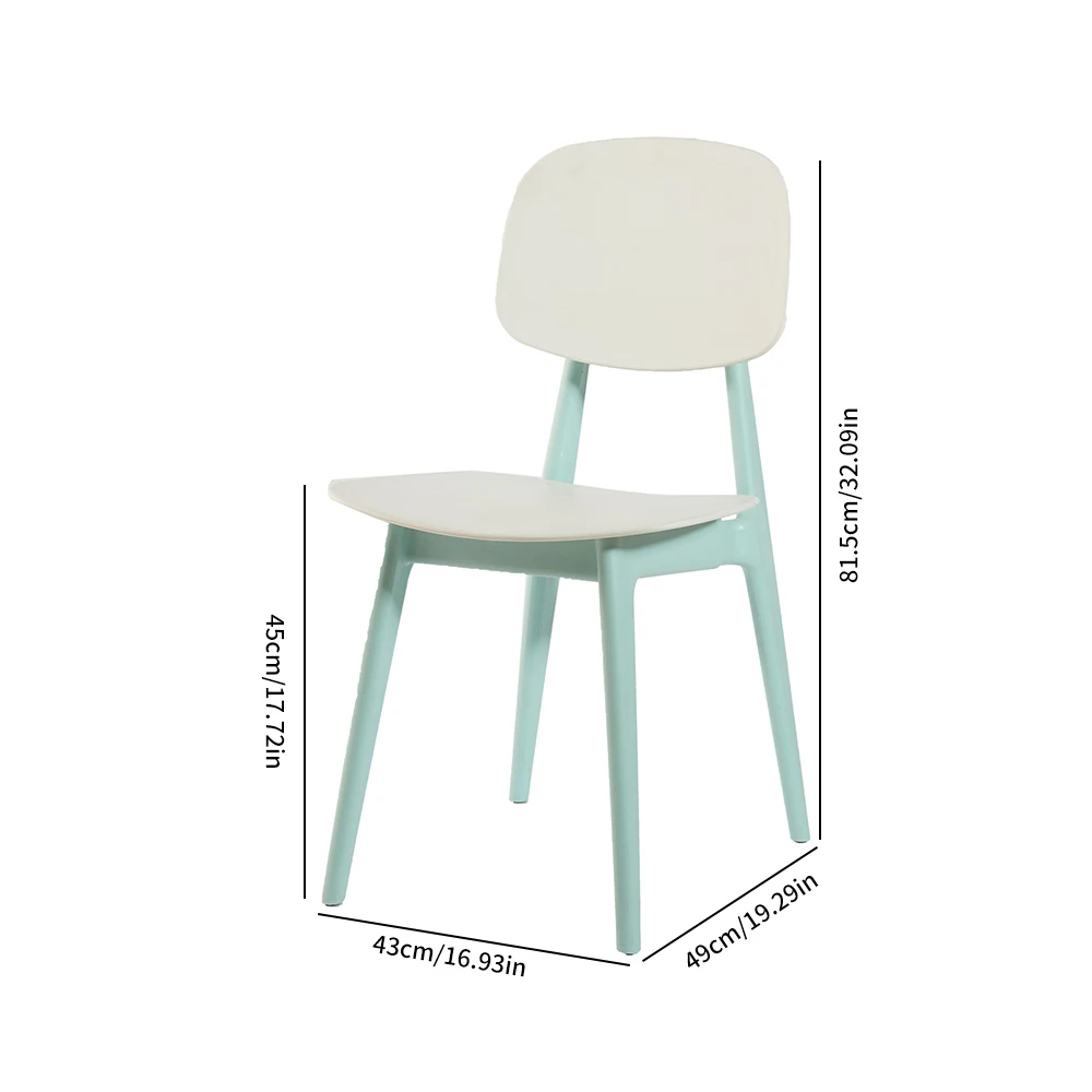 Nordic Style Lightweight Plastic Dining Chair with Backrest Modern PP Plastic Kitchen Chairs for Dining Room and Table