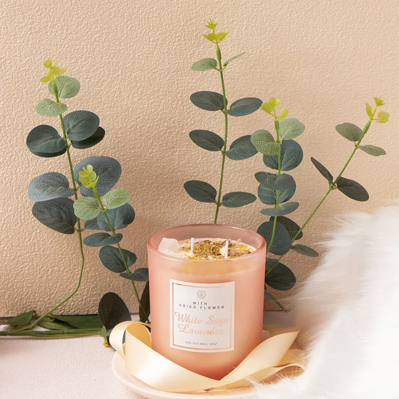 Ароматизированные свечи ручной работы роскошные лечебные драгоценные камни хрустальные ароматические соевого воска с сушеным цветком