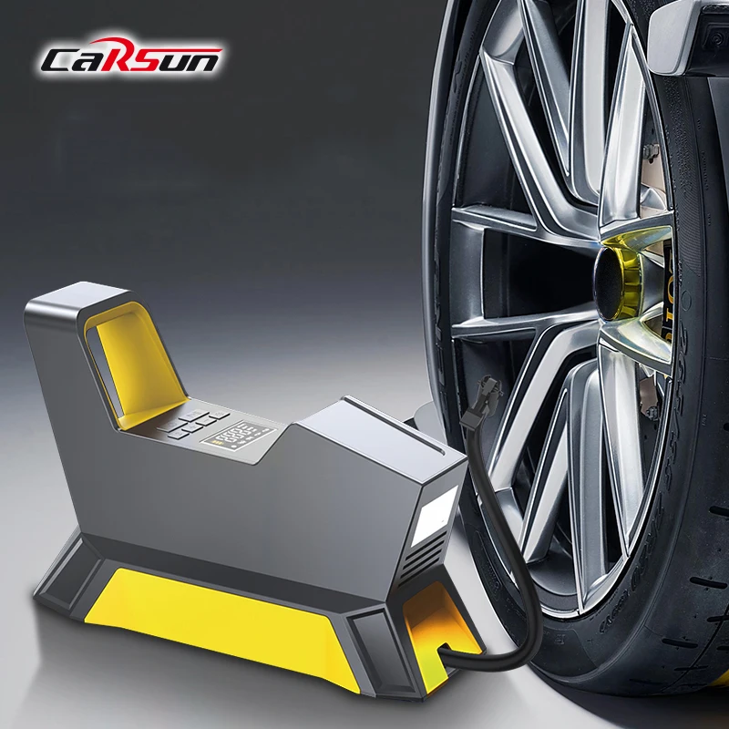 
CARSUN DC 12V Car Air Pump Tyre 22 Cylinder High Pressure Motorcycle Bike Inflator Yellow Compressor for Car Air Pump 