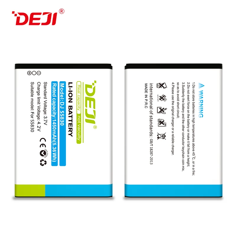 DEJI High Capacity 1450mAh S5670 S7250 S7500 Digital Batteries For Samsung S5830 EB494358VU Battery