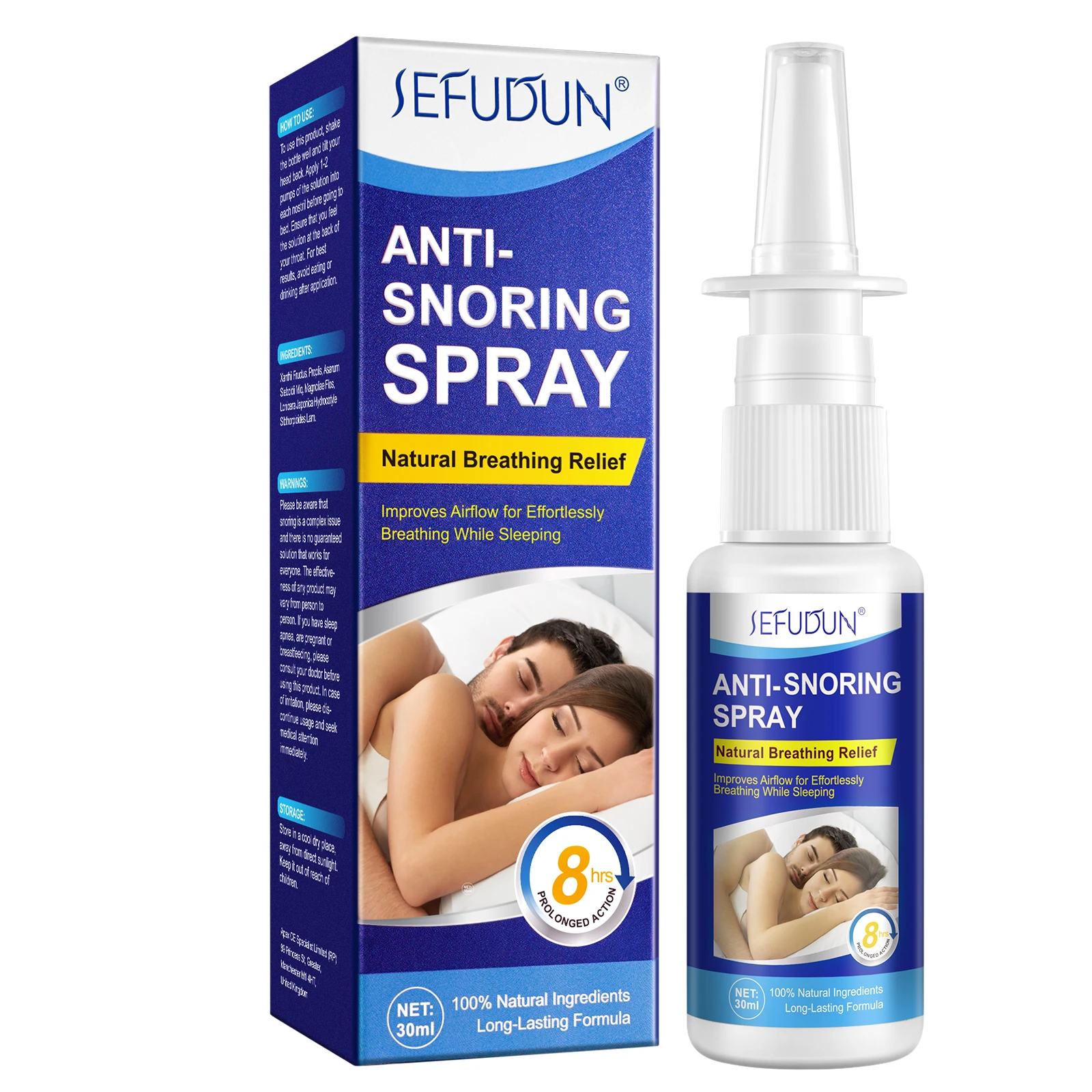 SEFUDUN elevates sleep quality natural breathing relief custom chinese herbs medical anti snore nasal spray 30ml,spray nasal
