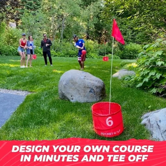 Portable 3 Hole Golf Course Play Bucket Golf Game for Family Outdoor Lawn Yard Park The Ultimate Backyard Golf Game Set