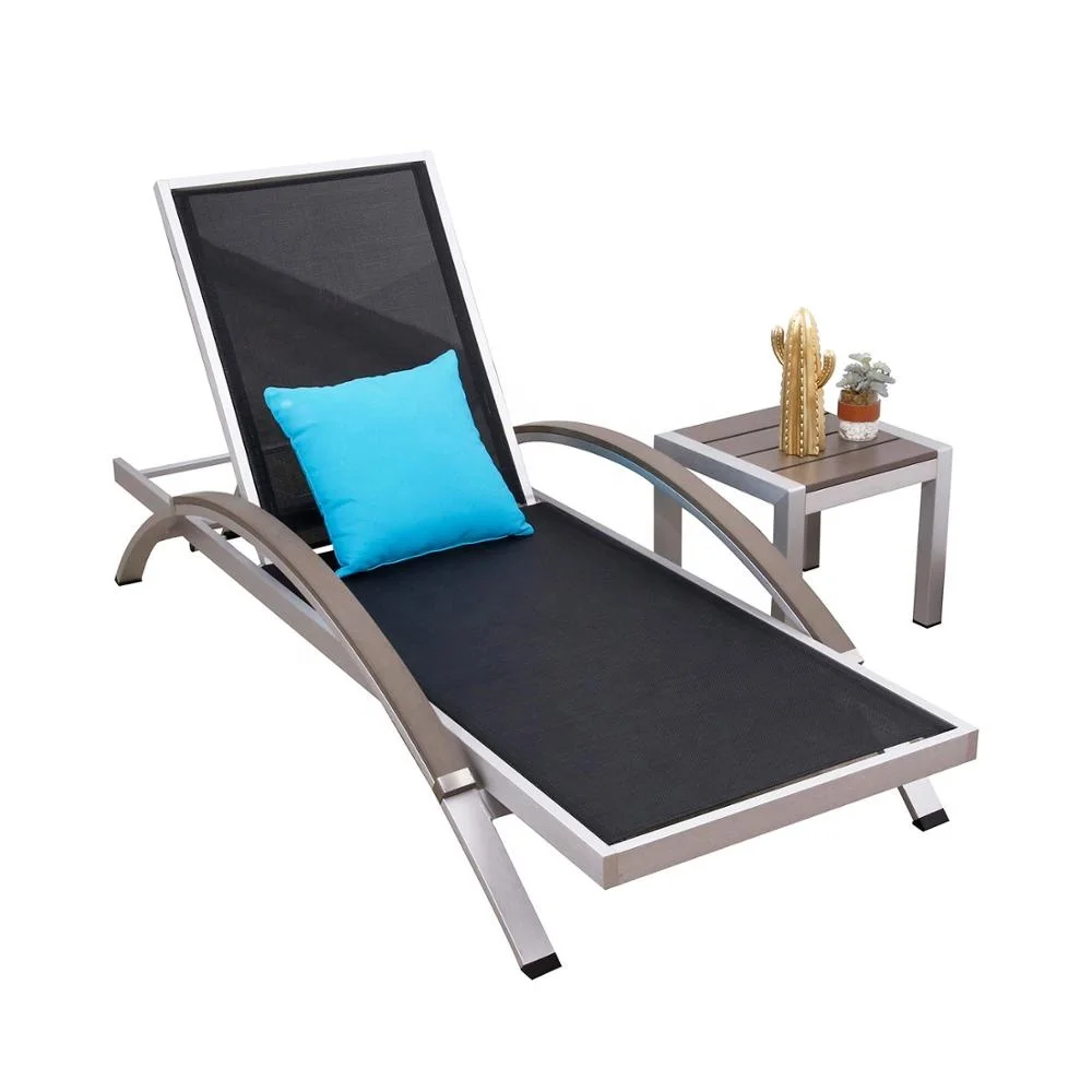 Outdoor Chaise Lounger Furniture Pool Side Rattan Aluminum Arm Sun Lounge Chair