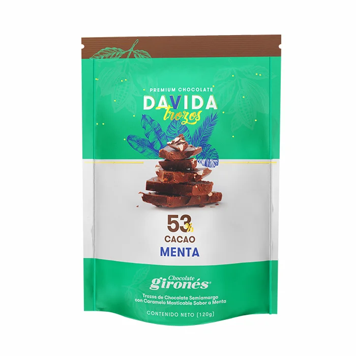 DAVIDA Premium Indulgent Semisweet Smooth Chocolate Barks 53% Cocoa with Colombian Ingredients Fresh Flavor Mint