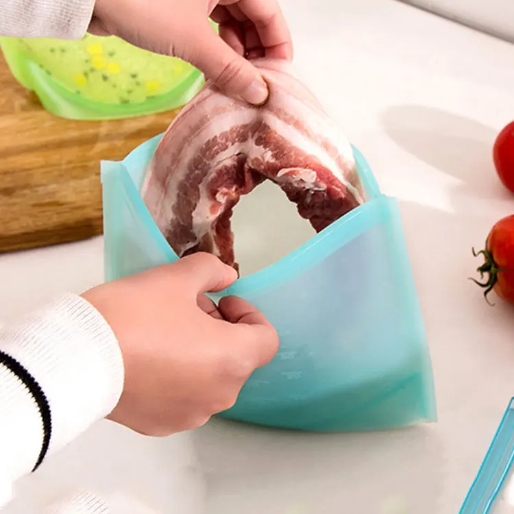 500/1000/1500/3000/4000ml Stand Up Bolsa de almacenamiento Reusable Leakproof Food Storage Bag Set BPA Free Silicone Food Bag