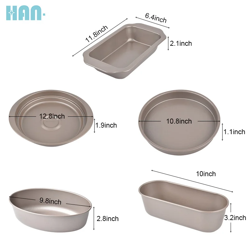 Food grade Classic Utility baking tools Five piece set cake mold Multiple sizes non stick carbon steel cake bakeware