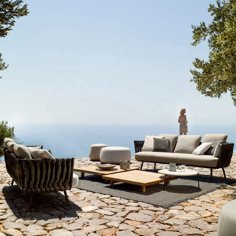 New Design Living Room Furniture Comfortable Garden Rope Sofa 2 Seat Modern Love Seat