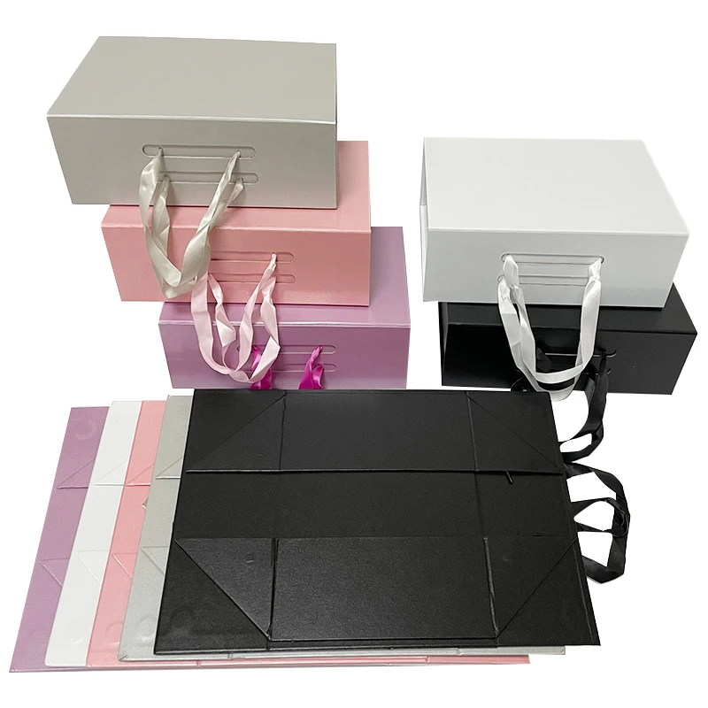 China Professional Manufacture Custom Luxury Gift Packaging Handle Orange Folding Gift Storage Paper Box