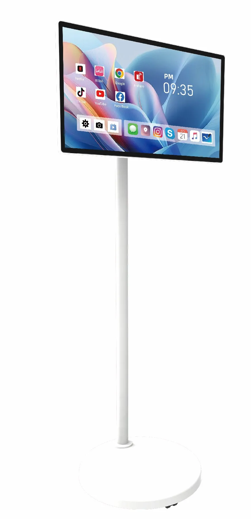 VETO 24 inch Smart Portable TV  Ultra Narrow Bezel Wireless Indoor Android 12 Rolling TV With Built-in camera