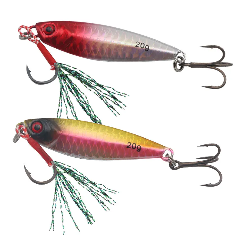 Factory Direct 10/15/20g Cast Jig Laser Coating Colorful Hooks Saltwater Fishing Lure Marlin Bream Float Fishing Lead Bait Boat