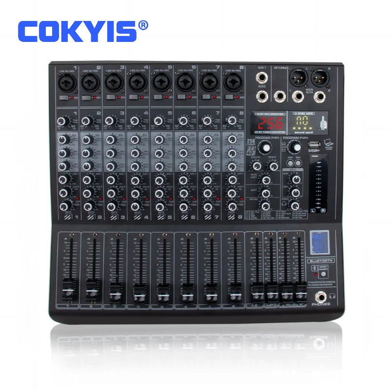 Профессиональная 8-канальная Цифровая микшерная консоль 256DSP XLR/6 35 мм микрофон аудио интерфейс с функцией USB Bluetooth гарнитура монитор