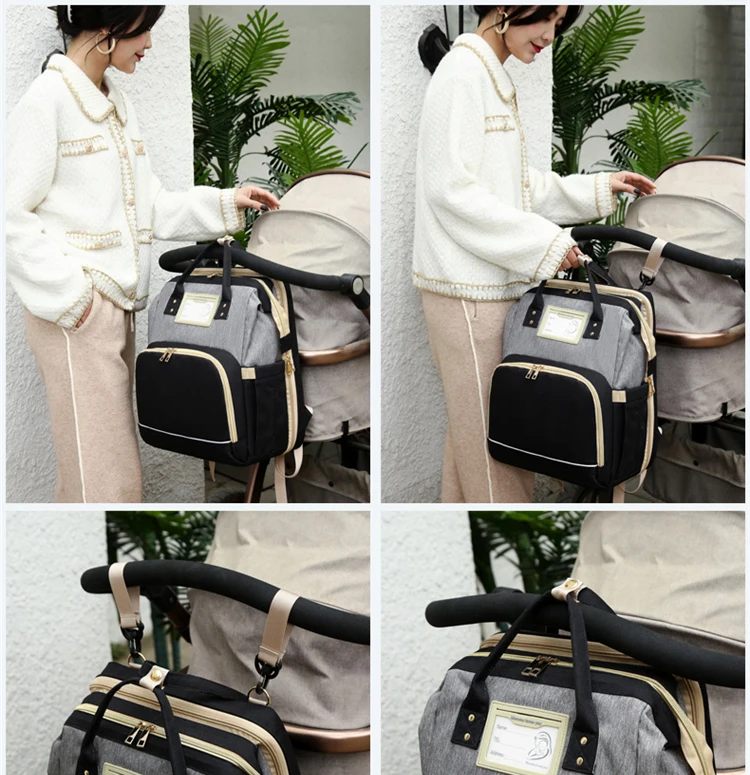 2021 custom new style diaper bag backpack with travel bassinet Diaper Bag Backpack with Mosquito Net Foldable Baby Bed