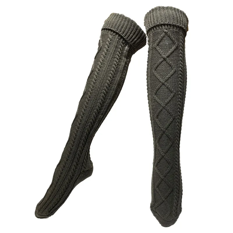 Wholesale Classic Winter Wool Cashmere Thick Warm Cozy Knitted Ladies Boot Stockings Over Knee Thigh High Womens Socks Women