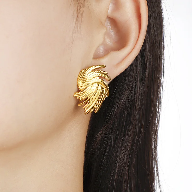 Exaggerated Oversized Design 925 Silver Needle Chunky Stainless Steel Love Flowers Simple Open Ball Plated 18k PVD Gold Earrings