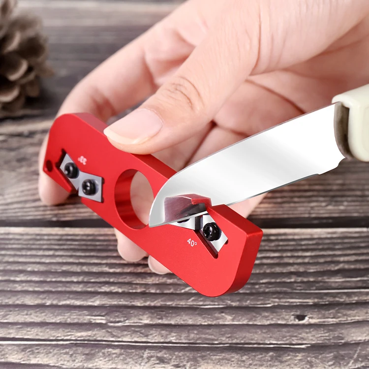 Finger Hole outdoor camping portable Multifunction Portable Pocket Carbide Knife Sharpener Outdoor Mini Knife Sharpener