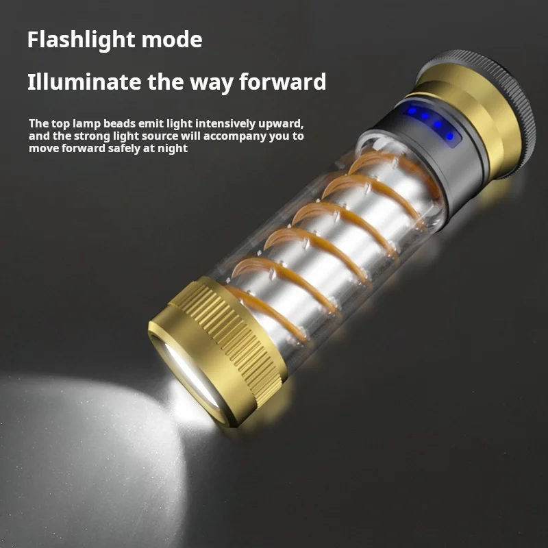 Outdoor New Multifunctional Camping Lamp High Capacity Double Helix Illumination Flashlight