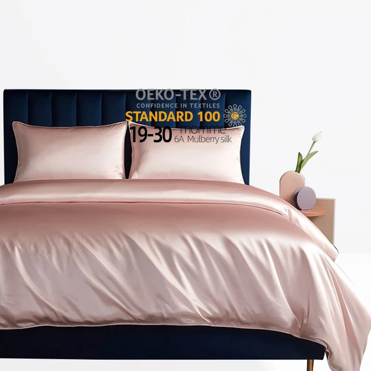 Satin Bedding Pure Mulberry Silk Cover Set Pink Silk Bedding Set Luxury Oeko-tex Qualified Silk Wedding Eco-friendly Hospital 20