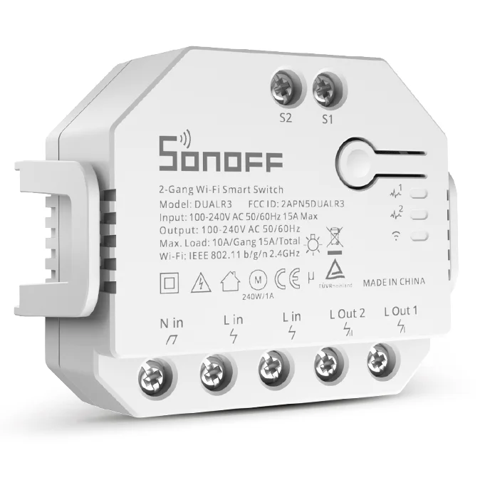 Electrical Switch 90-250V 10A Wifi 2gang 2way diy relay modual Smart Switch Sonoff DUAL R3 With Power Metering