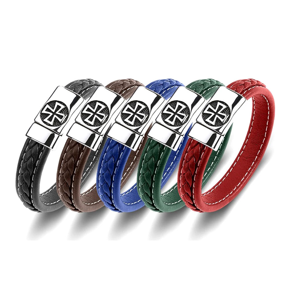 Wholesale Vintage Stainless Steel Cross Leather Bracelets For Women Men Mix Style Cuff Bangle Jewelry Party Gifts