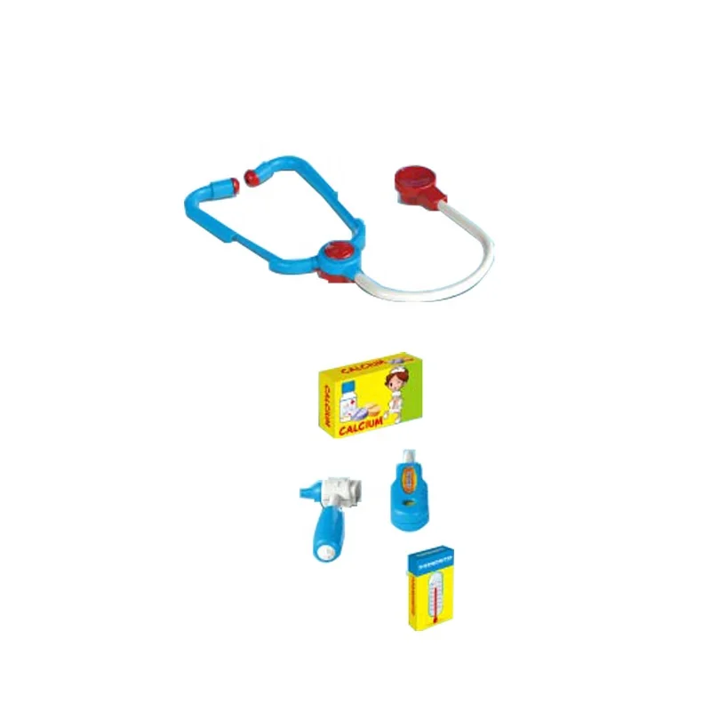 Blue suitcase child doctor 18 pieces plastic medical pretend toy set