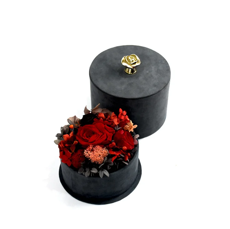 Empty Luxury Black Velvet Large Round Custom Gift Boxes Wholesale Jewelry Packaging Wedding Flower Chocolate Gift Box Packaging