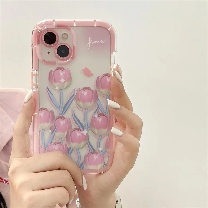 Flower Pink Phone Cover For iPhone xr to 13 Pro Case For Girl Phone Case iPhone For Telephone Case iPhone 13