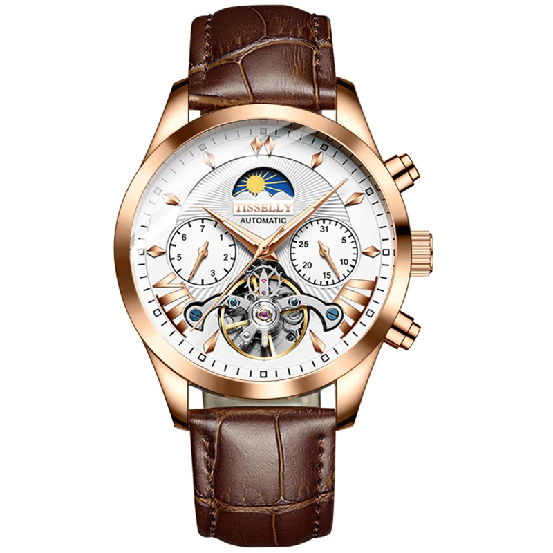 Best-selling Style Leather Band Automatic Movement Watches in Wristwatches 911