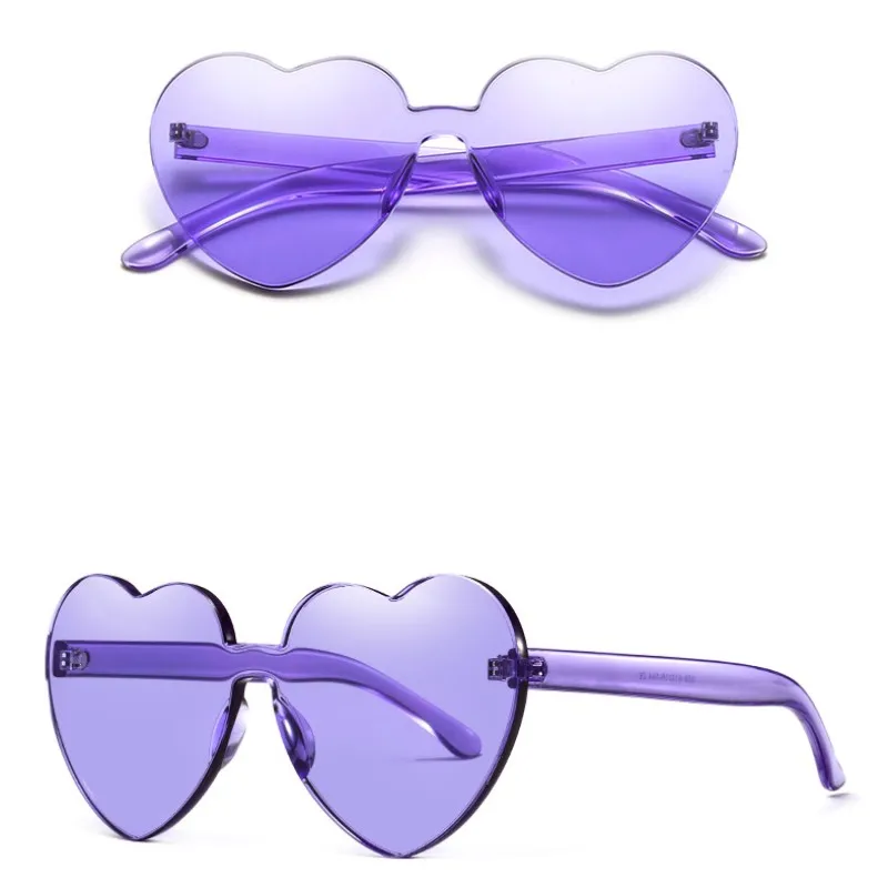 Hot Sale Heart Sunglasses  Rimless One Pieces Colorful Sun Glasses