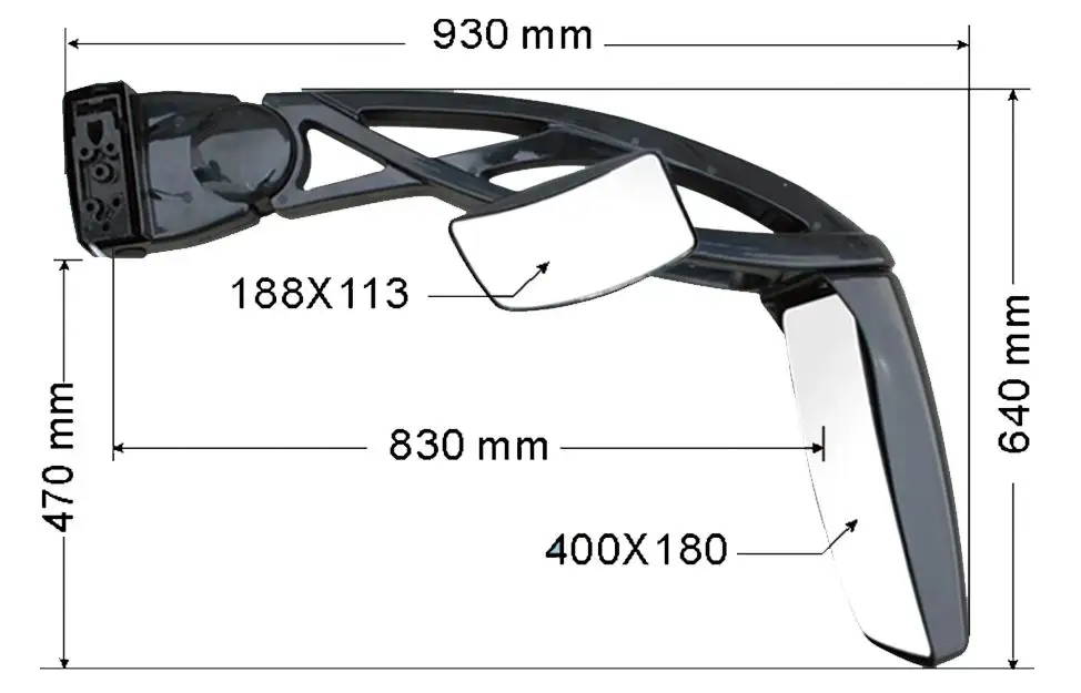 Hot Selling Bus Accessories For Higer Bus Parts Rearview Mirror Kw63-ABS For 7-9 Meter For Higer Bus Side Mirror