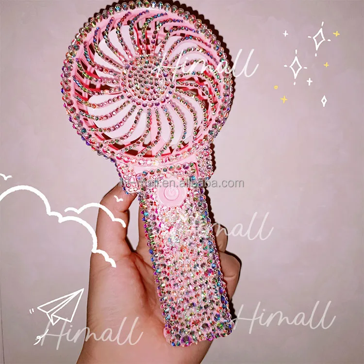 Mini Air Blower Dryer Usb Rechargeable Lash Fans Diamond Eyelash Fan Dryer/pink White Diamond Air Condition Fan for Eyelashes