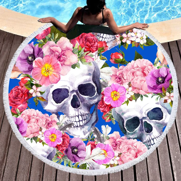 
Hot sale digital printing beautiful flamingo round bath beach towel wholesale 