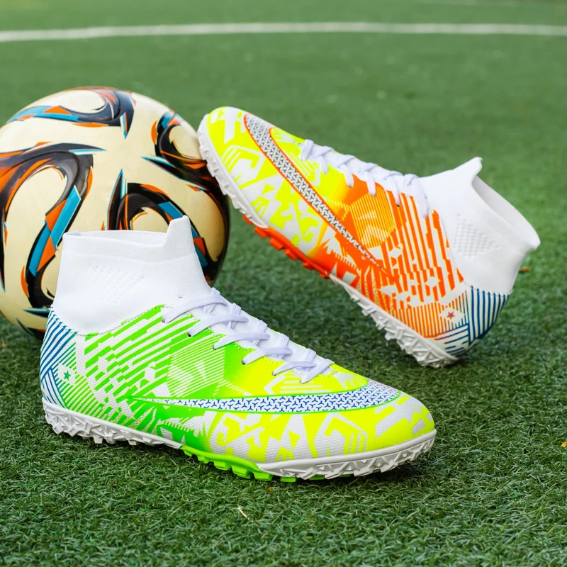 High-Top Stylish Durable Anti-Slip Cleats Soccer Sneakers Athletic Big Kids Football Shoe Indoor Outdoor TF Soccer Shoes For Men