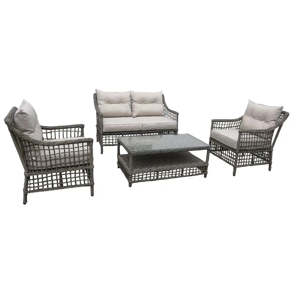 Classic All Weather Wicker Rattan Outdoor Furniture used hotel pool furniture 4 Seat Sofa Sets