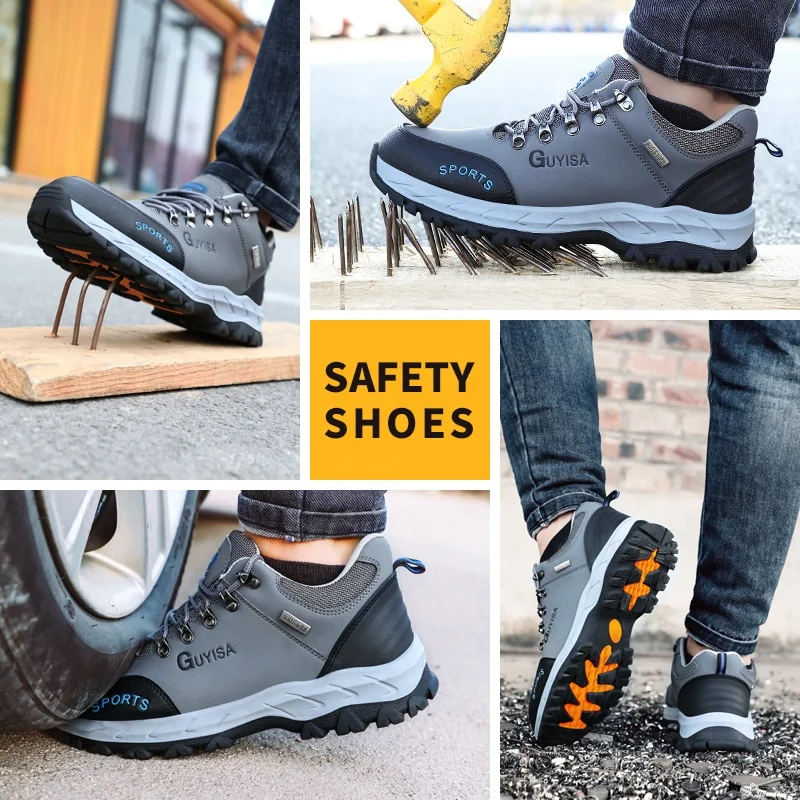 GUYISA Trendy hot selling safety shoes fashion outdoor work anti-smashing steel toe rubber sole safety shoes