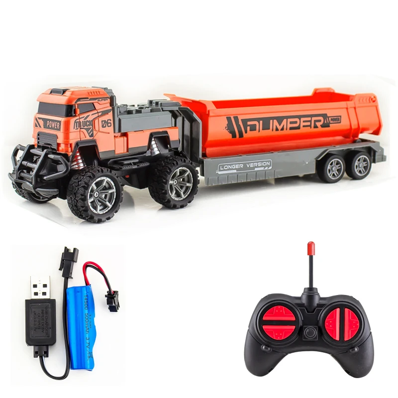 MJ TOYS 27MHZ 1/30 RC Loading Vehicle toys 4CH Remote Control Dump Tractor Toy with lights for kids