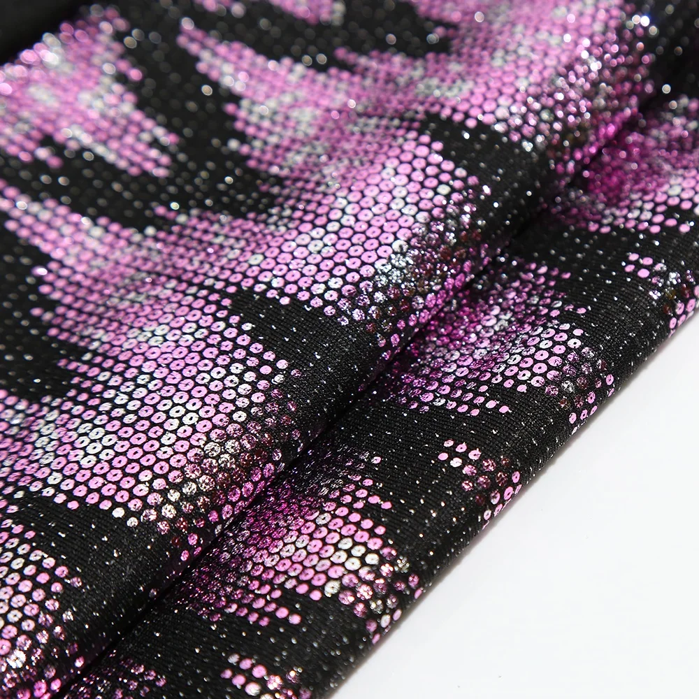 Hot sale 2024 knitting sequins fabric women clothing accessories foil metallic fabric for evening dress