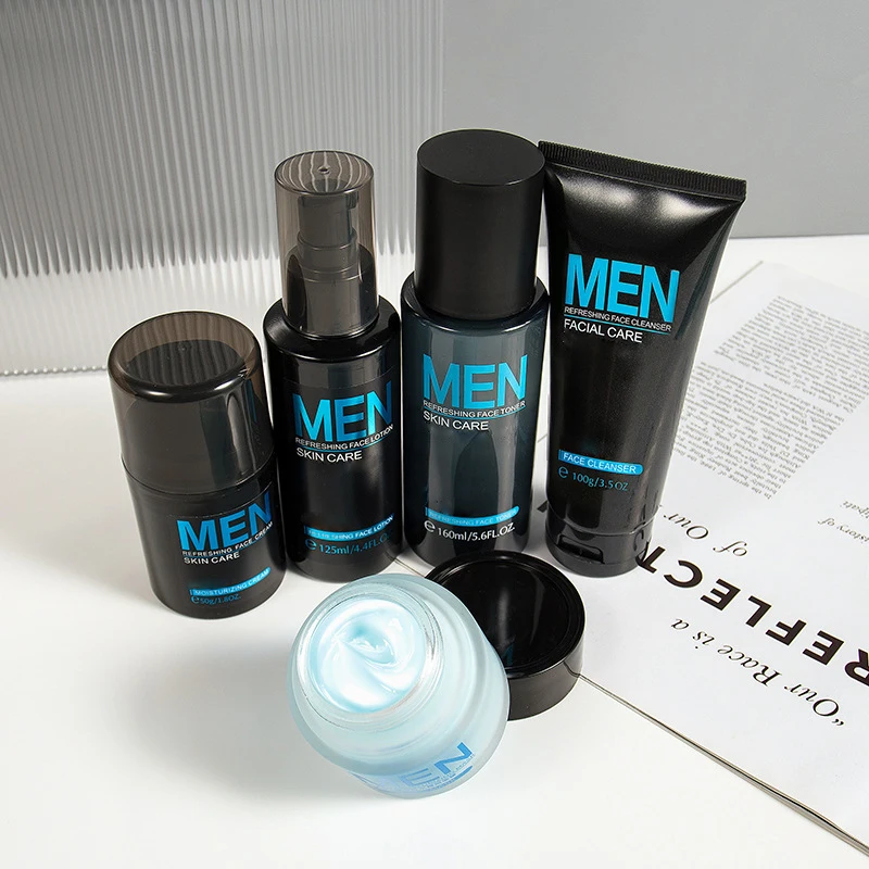 Oem Private Label Manufacturing 5pcs Men Care Moisturizing Anti Aging Cleansing Oil Control Facial Repairing Men Skin Care Kit