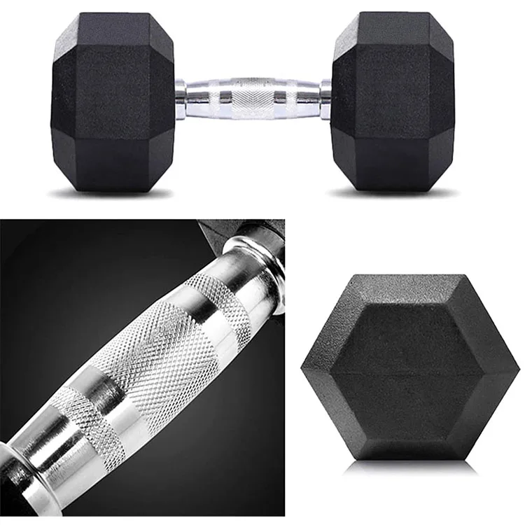 Wholesale Gym Equipment - Free Weight Rubber Coated Hex Dumbbell Set for Sale