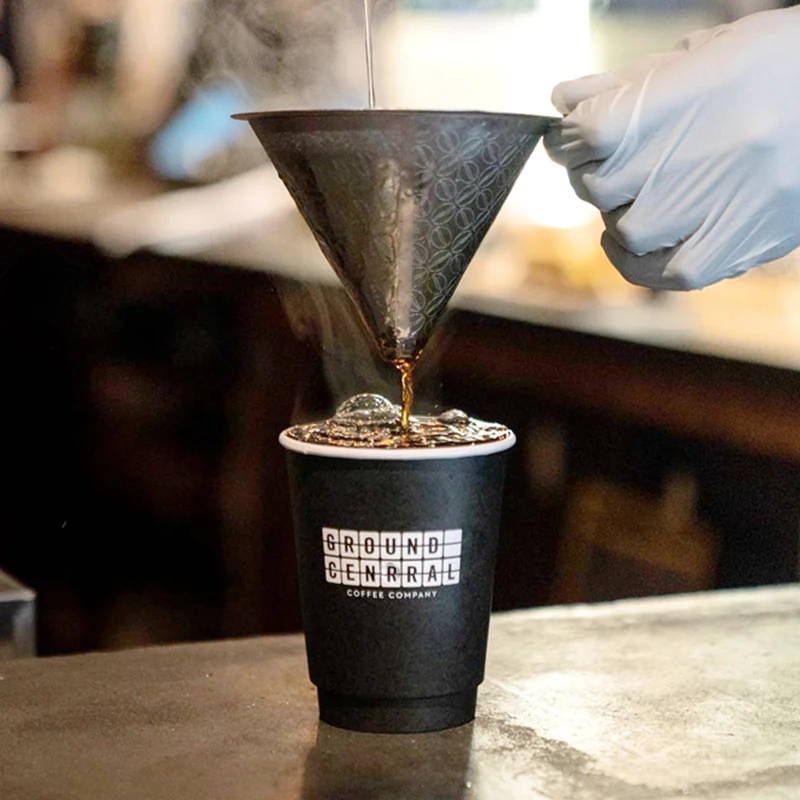 Custom Logo Food Grade Kraft 4 oz 8oz 10oz 12oz 16oz Recyclable Disposable Double Wall Hot Cafe Coffee Paper Cup With Lid