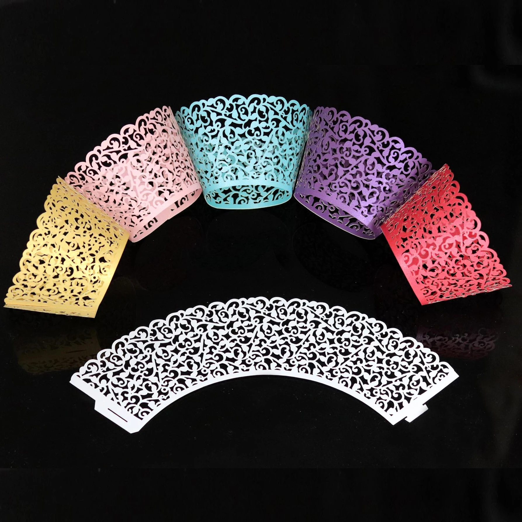 Laser Cut Wedding Crown Cupcake Wrappers Muffin Paper Baking Cake Cups Decoration