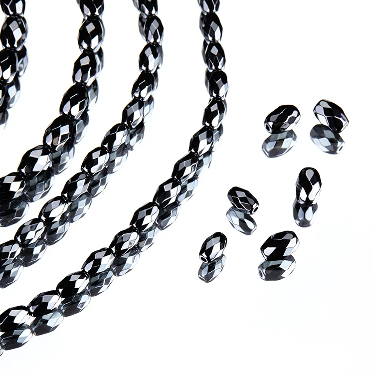 
Rice cut corner hematite beads/loose beads wholesale/bead chain round beads can be customized 