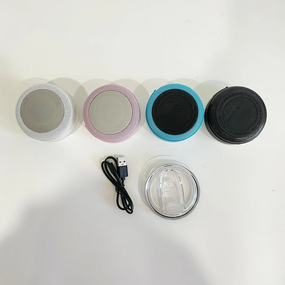 Stainless Steel USB Charging wireless music cup 20oz Sublimation blanks Straight display speaker tumbler For DIY printing
