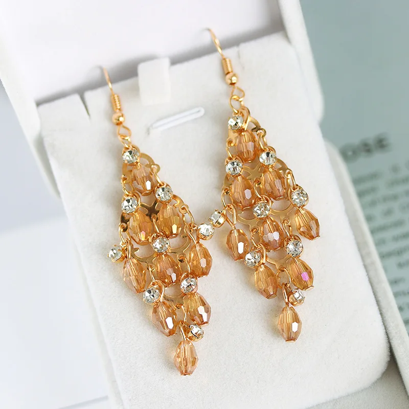 Fashion Gold Colorful Crystal Earrings Women Accessories Jewelry Hot Selling Wholesale  N2402183