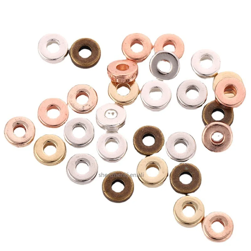 Beads plated KC Gold Sliver Round Ring Spacer Beads for Jewelry Making DIY Bracelet Necklace Accessories